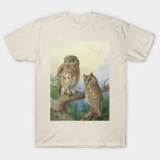 Little Owl and Scops Owl by Archibald Thorburn T-Shirt